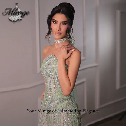 MIRAGE Luxury Mermaid Corset Party Dress Shinny Crystal Evening Dresses Tassel Celebrity Prom Dress robes de soiré Customized