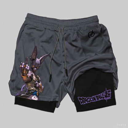 Dragon Ball Goku Anime Gym Shorts Men Double-layer 2-in-1 Sports Pants New Summer Japanese Cartoon Print Beach Pants Streetwear