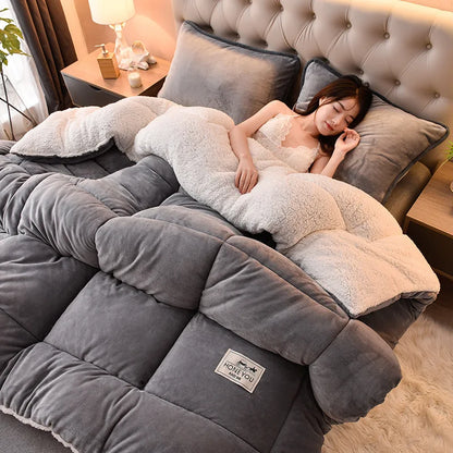 Lamb Fleece Blanket Winter Comforter Thickened Quilts Double-sided Velvet Warm Quilt Single Double Dormitory Milk Fleece Core