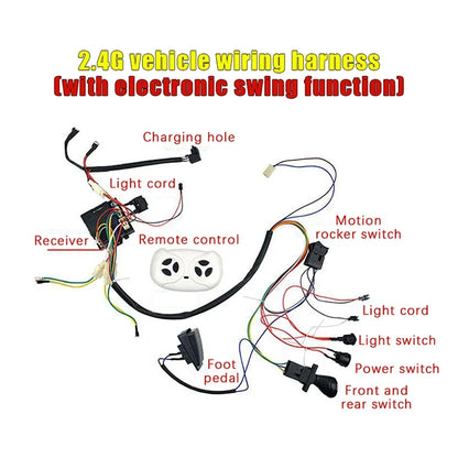 Children Electric Car DIY Modified Wires and Switch Kit with 2.4g