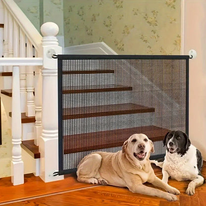 Pet Dog Barrier Fences with 4pcs Hook Pet Isolated Network Stairs Gate New Folding Breathable Mesh Playpen for Dog Safety Fence