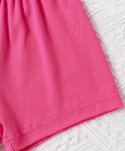 Baby girl round neck short sleeved DADDY'S GIRL fashionable letter pattern top casual short set for spring and summer