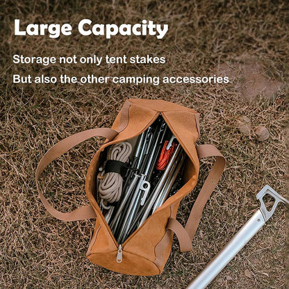Camping Tools Storage Bag Large Capacity Cylinder Tent Stake Bag Lightweight Tent Peg Ground Nail Holder Bag for Outdoor Camping