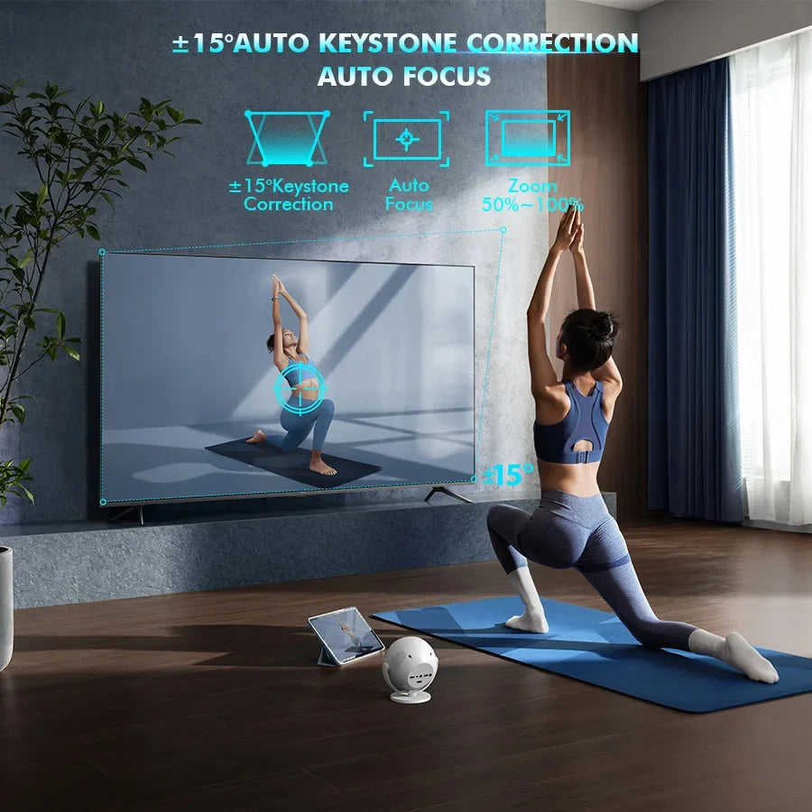 XBJ Smart Touch Screen Portable Projector Support 4K Wifi 6 Bluetooth Auto Focus Compatible with Phone/ TVStick/pc/IndoorOutdoor