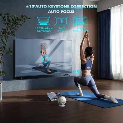 XBJ Smart Touch Screen Portable Projector Support 4K Wifi 6 Bluetooth Auto Focus Compatible with Phone/ TVStick/pc/IndoorOutdoor