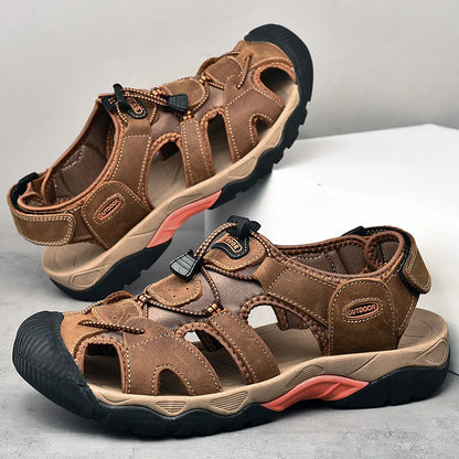 Summer Men's Shoes 2023 New Casual Sandals Outdoor Walking Anti-slip Beach Sports Shoes Platform Sandals Leather Slipper Man