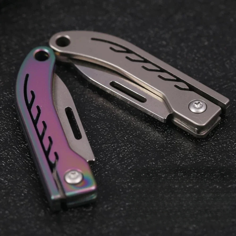 Titanium Alloy Mini Folding Knife for Outdoor Camping EDC Portable Unboxing Sharp Knife with High Hardness D2 Blade