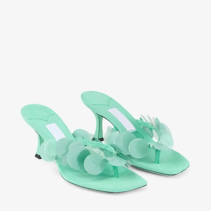 Aqua Green Suede Sandals For Women Shoes High Heels Zapatos Pumps Wedding Party Mules Open Toe Slippers Beach Summer flip flops