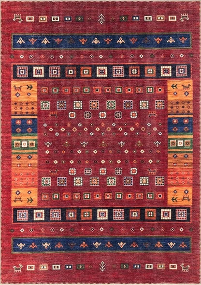 Turkish Style Red Rugs Classic Style Carpet Non Slip Living Room Rug Popular Modern Rug Ottoman Style Boho Rug Entrance Door Mat