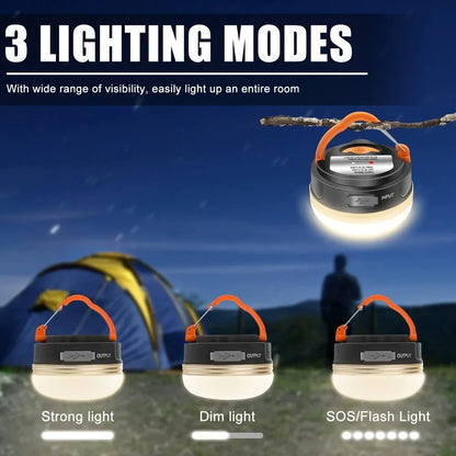 High Power Camping Lantern Tents Lamp USB Rechargeable Portable Camping Lights Outdoor Hiking Night Hanging Lamp