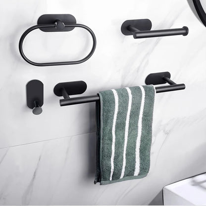 Adhesive Bathroom Hardware Accessories Towel Rack Toilet Paper Dispenser Holder Wall Coat Hooks Towel Rail Ring Roll Hanger Set