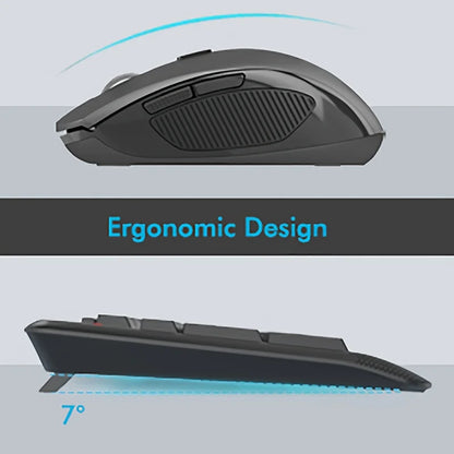 E-YOOSO 1 Set 2.4GHz Wireless Keyboard and Mouse Set,Ergonomic Wrist Rest, Optical Movement Detection,for Personal Computer