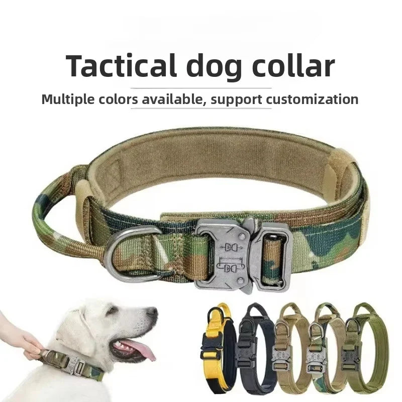 Pet Products Outdoor Tactical Dog Collar Metal Buckle Breathability Nylon Collar Medium and Large Dog Training Neck Collar Dog