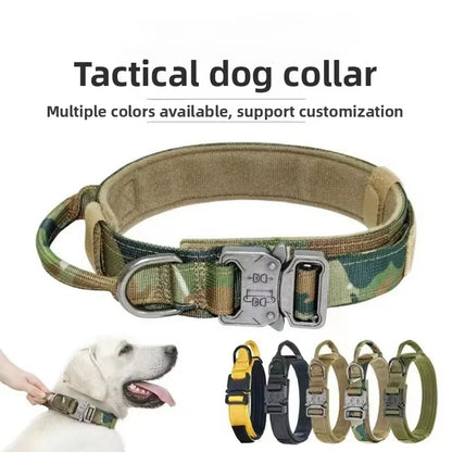 Pet Products Outdoor Tactical Dog Collar Metal Buckle Breathability Nylon Collar Medium and Large Dog Training Neck Collar Dog