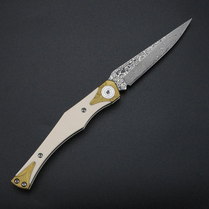 Folding knife, Damascus steel, portable, G10 handle, outdoor multi-functional pocket knife, high hardness knife