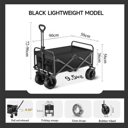 Camping Cart Foldable Trolley Outdoor Picnic Portable Hand-Pull Cart Camping Trailer Camping