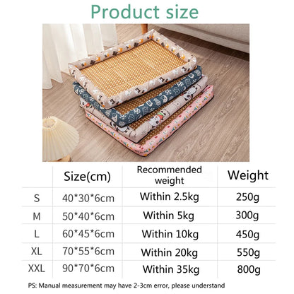 Pet Summer Mat Cute Dog Cooling Sofa Breathable Small Dog Bed Cushion Moistureproof Rattan Wear Cat Mat Accessories