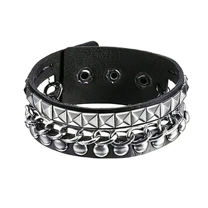 T5UF Stylish Punk Rock Bracelet Square Rivets Punk Wristband Trendy Gothic Jewelry Suitable for Individuality and Comfort