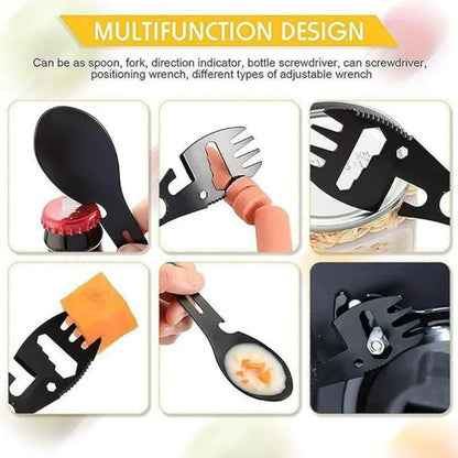 Camping Cutlery Set, 5-in-1 Outdoor Survival Gear, Travel Hiking Portable Cutlery, Fork Spoon with Opener