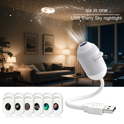 Holographic Night Light Projector Plug Play 2-in-1 Galaxy Star Ocean Projector 360 Rotated Usb Powered Ceiling Light For Bedroom