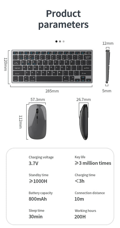 NexusClick Wireless Ergonomic Keyboard Mouse Combo - Rechargeable Mini Multimedia Set for PC, Laptop, MacBook