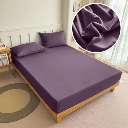 90/120/150/180x200 Fitted Bed Sheet With Elastic Band Solid Color Mattress Covers Protector Single Double King Beds Polyester