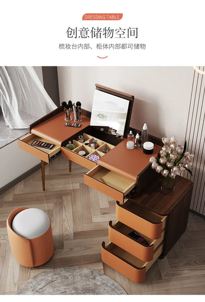 Bedroom Light Luxury Dressing Table Vanity Storage Flip Cabinet One Small Apartment Makeup Dresser Penteadeiras Household Items