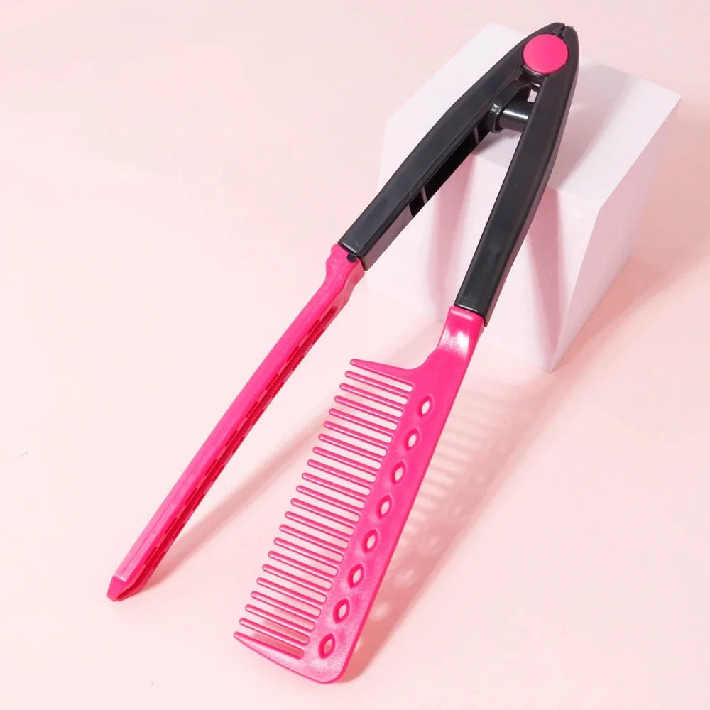 Straight hair brush, V-shaped straightener, straighten hair, suitable for hair salons, special for real hair wigs