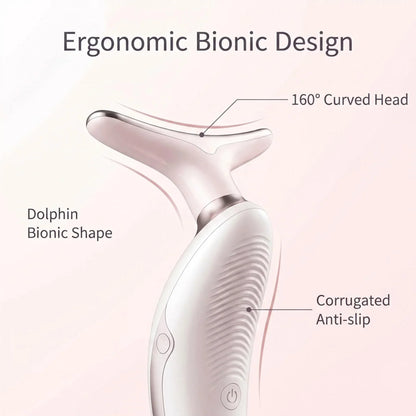 7 Colors LED Light Face Neck Beauty Device with Vibration Massage for Wrinkle Reduction Double Chin Neck Lifting
