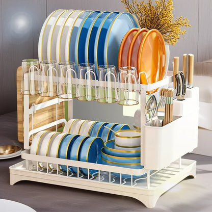 Kitchen bowl rack, drain rack，1pc Double-layer Tableware Drain Rack, Chopsticks Water Cup Cutting Board Kitchen Storage Rack, La