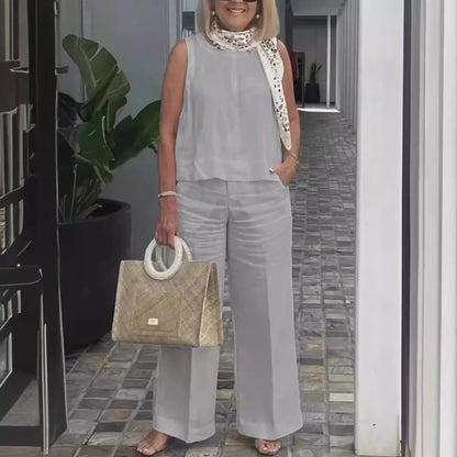Cotton Linen Comfortable Two Piece Sets Women Outfits 2024 Summer Autumn Solid Casual Tops Pants 2 Piece Set For Women Suit
