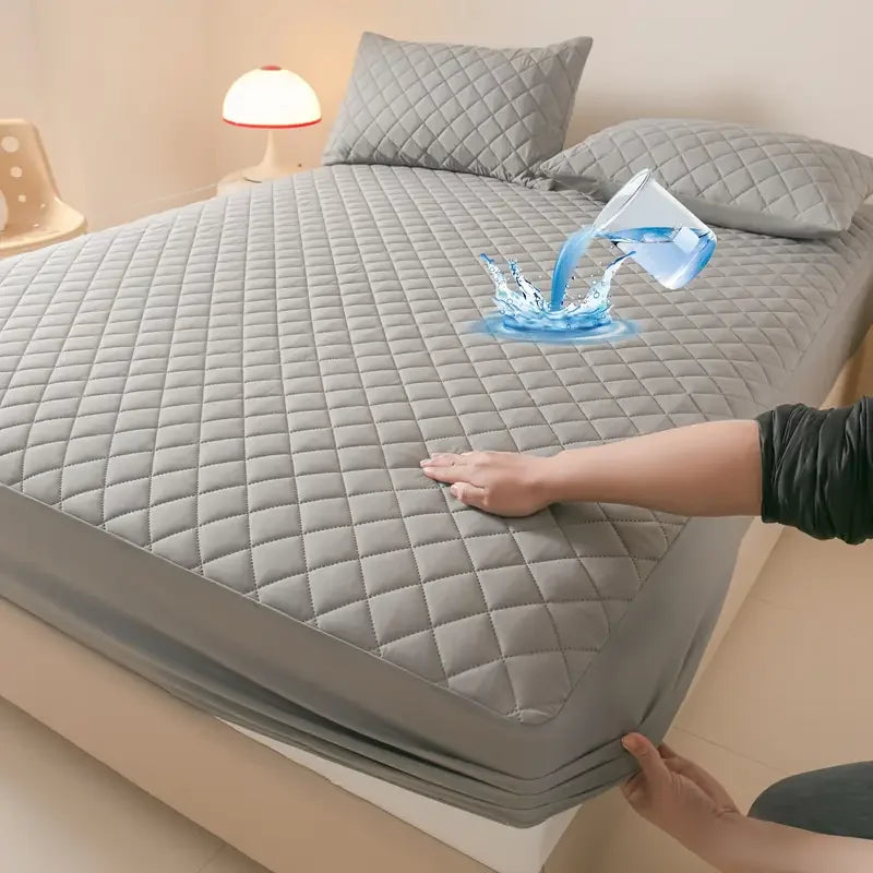1pc Quilted Waterproof Fitted Sheet, Machine Washable Mattress