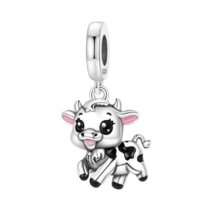 Hot Sale 925 Sterling Silver Dog Cat Cute Pet Animals Pendant Birthday Party Gift for Women Bangle Bracelet Necklace DIY Jewelry