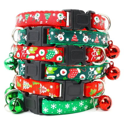 Pet Collar with Bell - Dog Chain Cat Necklace, Christmas Tree Print Pet Jewelry for Small Dogs & Cats