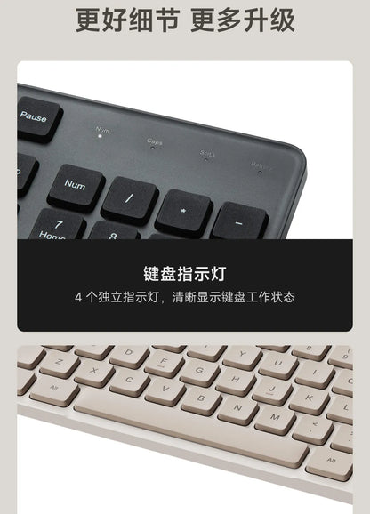 Xiaomi Keyboard and Mouse Set 2 2.4G Wireless Keyboard and Mouse Set Office Slim Keyboard 104Keys Smart Energy-saving Sleep Mode