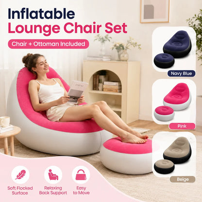 1PC Nflatable Air Sofa Chair with Footrest, Portable Lounge Chair Set