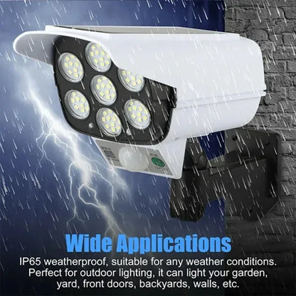 1-2pack 77led Solar Motion Sensor LED Light Outdoor Dummy Camera