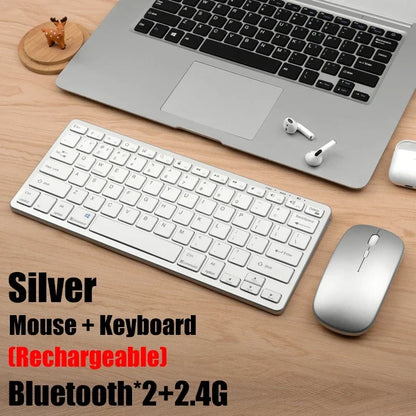 New 2.4G Wireless Rechargeable Silent Wireless Keyboard and Mouse Set, Compact Ergonomic Keyboard Mouse for Office/Home