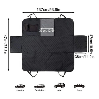 Dog Seat Cover for Back Seat, Waterproof with Mesh Window, Scratch Prevent Anti-slip Dog Bed Car Hammock, Standard
