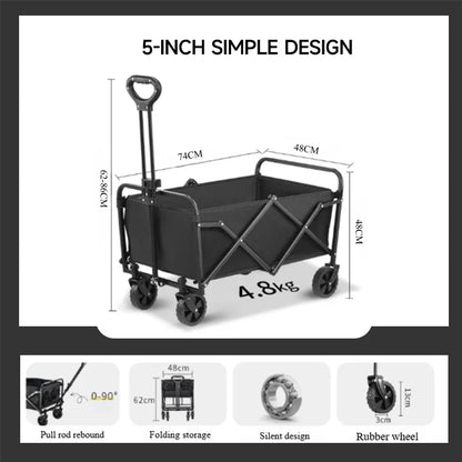 Camping Cart Foldable Trolley Outdoor Picnic Portable Hand-Pull Cart Camping Trailer Camping