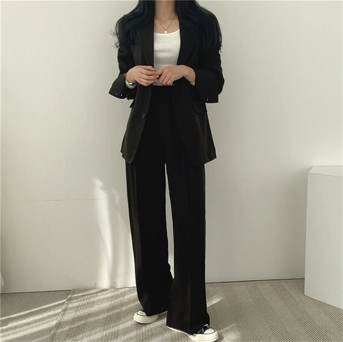 Elegant Office Lady Business Suit Set Blazers 2026 Spring New Women's Clothing Suit Jacket Casual Pants Set Wide Leg Suit Pants