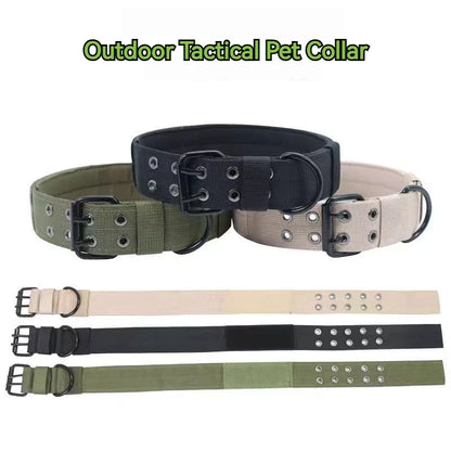 Adjustable Sturdy Tactical Dog Collar with Leash Set for Medium to Large Dogs Anti-Bite Durable Neck Collar For Strong Dogs