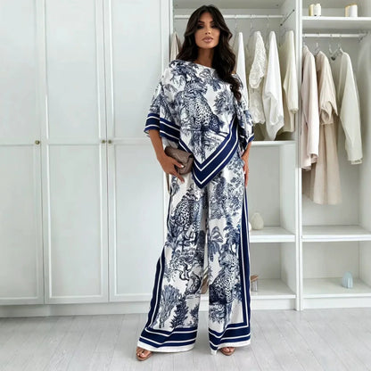 2026 New Women Sets Spring Summer Boho Fashion Printed Matching Set Floral Print Top With Position Print Pants Two Piece Outfit