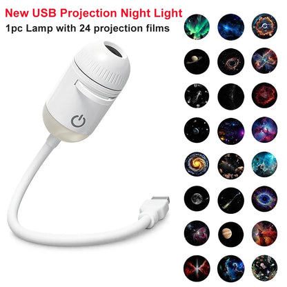 Romantic LED Starry Sky Night Light USB Powered Saturn Galaxy Projector Lamp for Car Roof Party Room Ceiling Decor Plug and Play