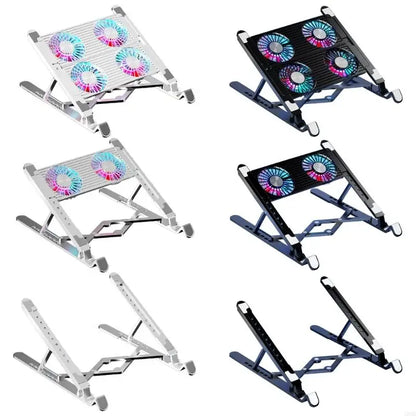 LED Laptop Cooling Pad Gaming Laptop Coolers Laptop Fan Cooling Stand with Quiet Cooling Fan Folding Bracket for Laptop