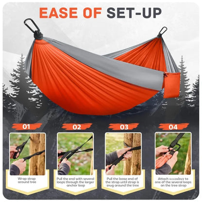 Camping Hammock Lightweight, Portable Hammocks Parachute Hammock with Two Tree Straps, Single or Double Travel Camping Hammocks