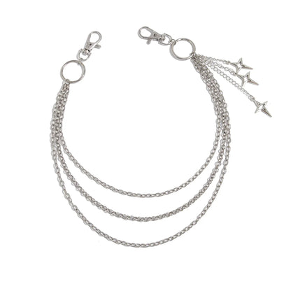 Punk Multilayer Metal Star Pendant Pant Chain Hip Hop Waist keychain Jeans Chain Women Trendy Jewelry Accessories Gifts