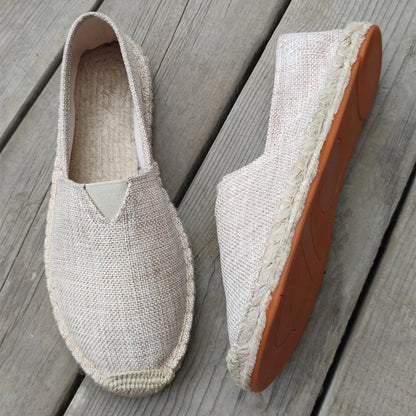 Mens Espadrilles Men Patchwork Slip on Summer Shoes Loafers Breathable Canvas Shoe Jute Wrapped Women Shoes Unisex