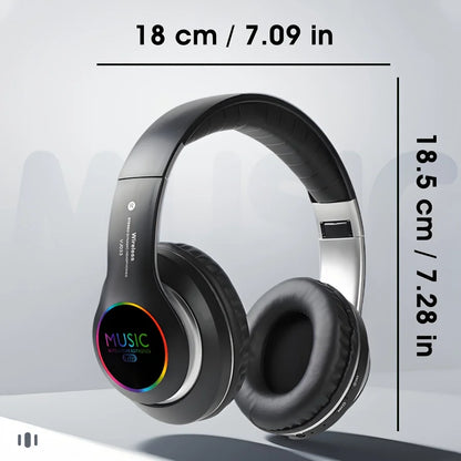 Wireless Bluetooth 5.0 HiFi Headphone With On-Ear Headset Stereo Sound Earphones Sports Office Game Foldable Low Latency
