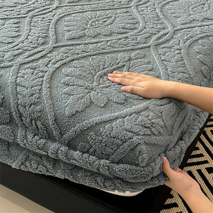 Warm Fleece Elastic Fitted Bed Sheet Thermal Winter Sheets Mattress Topper Protector Cover for Single Couple Double Bedsheet